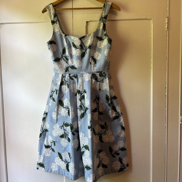Blue cotton '50s style summer dress with pockets - Picture 4 of 11